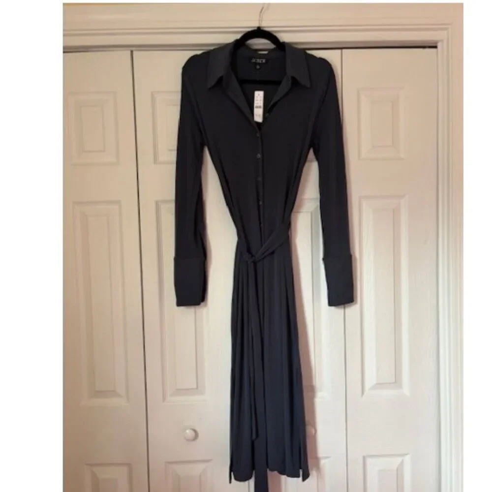 Midi shirt-dress in matte jersey - Picture 4 of 4